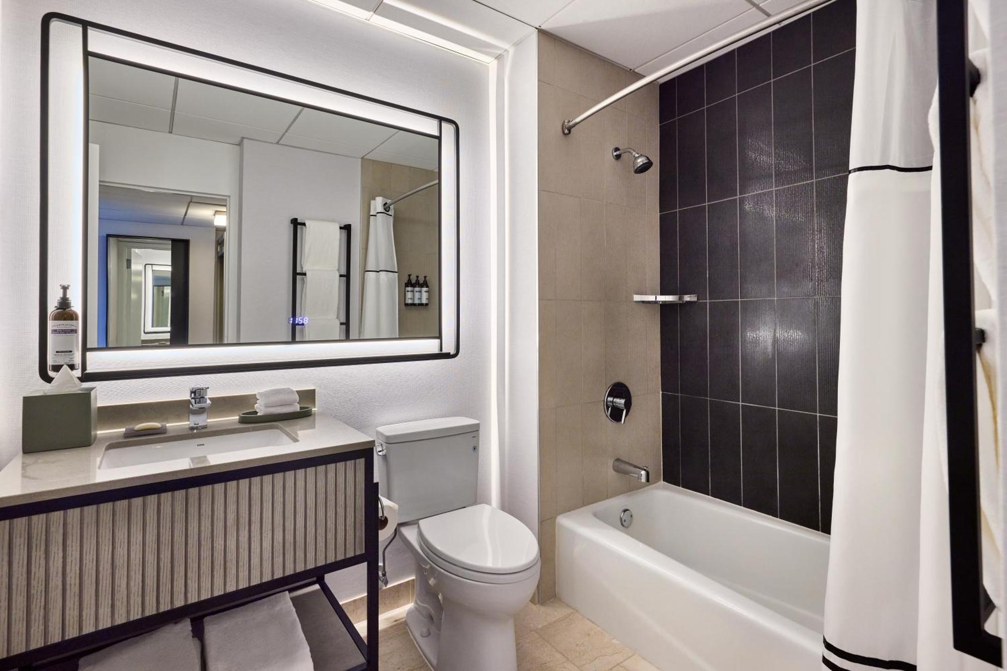 Chambre Lit King-Size avec Baignoire Accessible aux Personnes à Mobilité Réduite - Vue sur Ville