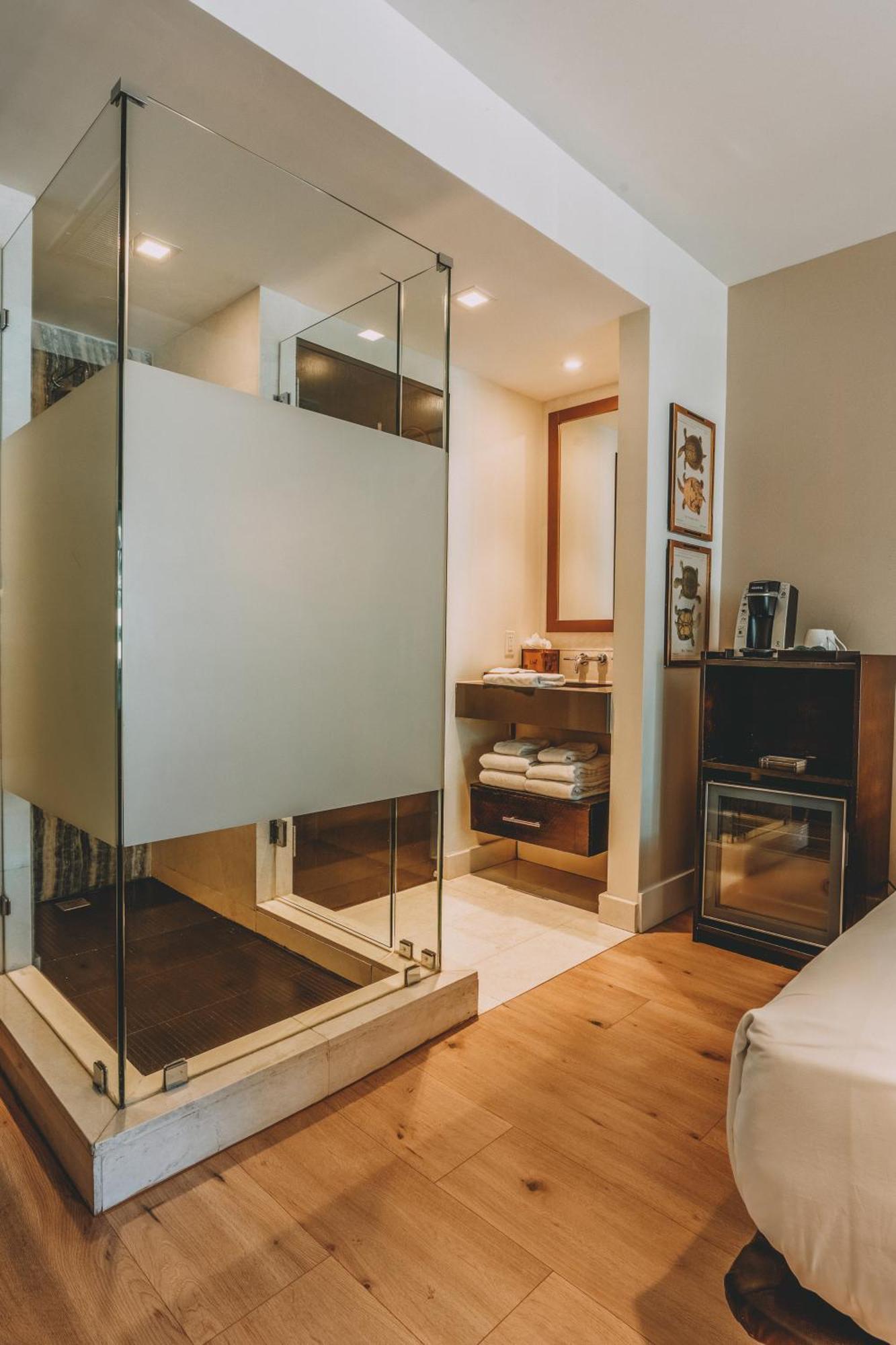Quarto premium com cama king-size e vista da cidade - Uso individual