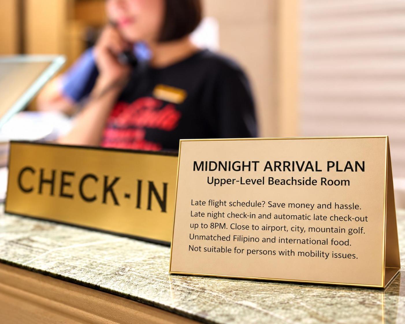 Upper-Level Beachside Room — Midnight Arrival Plan